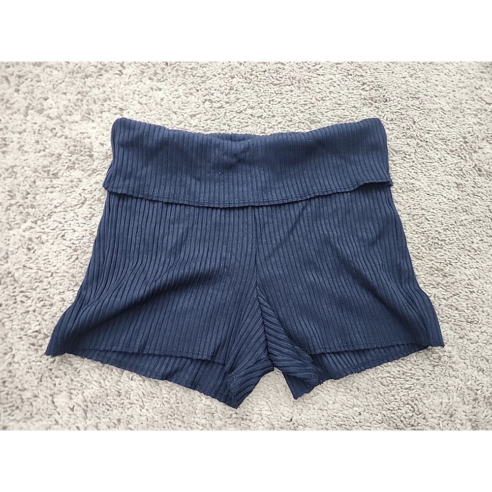 Wild Fable Shorts Womens M Blue Ribbed Foldover Waist Casual Lounge Y2k